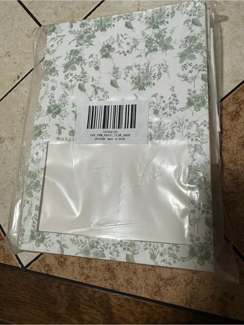Sage Floral toile picture frame holder and also use for thank you cards